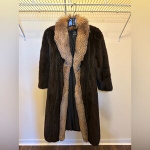 Mahogany Mink with Crystal Fox Collar - Petite length